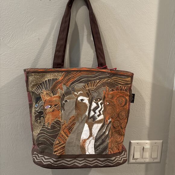 Laurel Burch Horses Moroccan Mares Arabian Mustang Zip Tote Bag Purse Hangtag - Picture 3 of 9